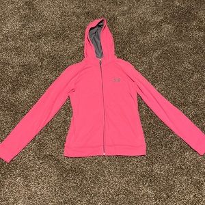 Under Armour zip up. Size Youth Large. Pink